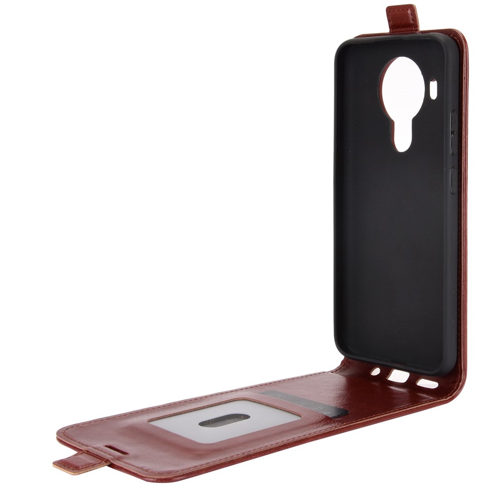Crazy Horse Leather Protector Case Vertical Flip Phone Cover with Card Slot for Nokia 5.4 - Brown-4