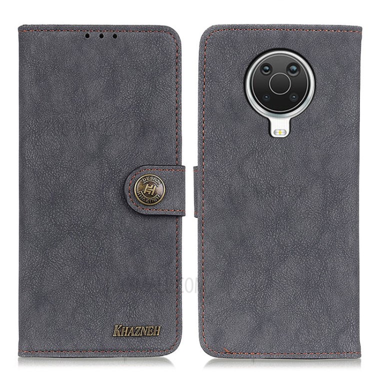 KHAZHEN Full Protection Retro Style Split Leather Phone Case Wallet Cover for Nokia G10/G20 - Black-1
