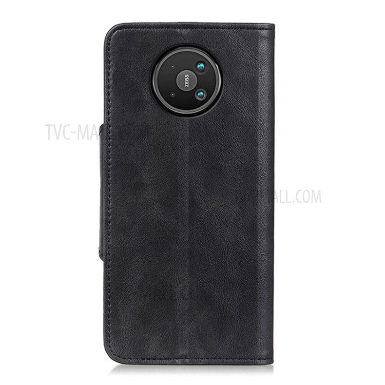 PU Leather Stand Case with Magnetic Closure Brass Buckle for Nokia 8 V 5G UW - Black-3