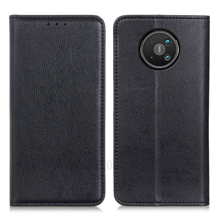 Auto-absorbed Litchi Texture Split Leather Stand Case Cover with Wallet for Nokia 8 V 5G UW - Black-1