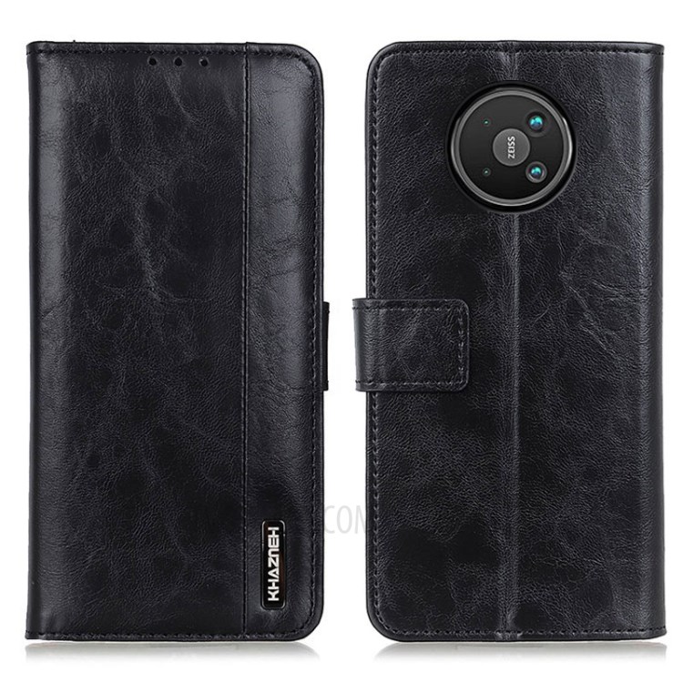 Tri-Color Braid Design Wallet Stand Leather Case Protective Cover for Nokia 8 V 5G UW - Black-1