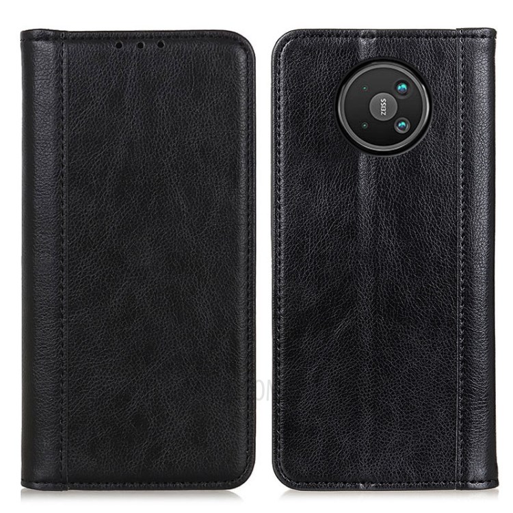 Auto-absorbed Litchi Texture Split Leather Wallet Stand Case Cover for Nokia 8 V 5G UW - Black-1