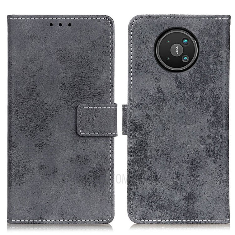Vintage Style PU Leather Wallet Phone Case for Nokia 8V 5G Mobile Stand Casing - Grey-1