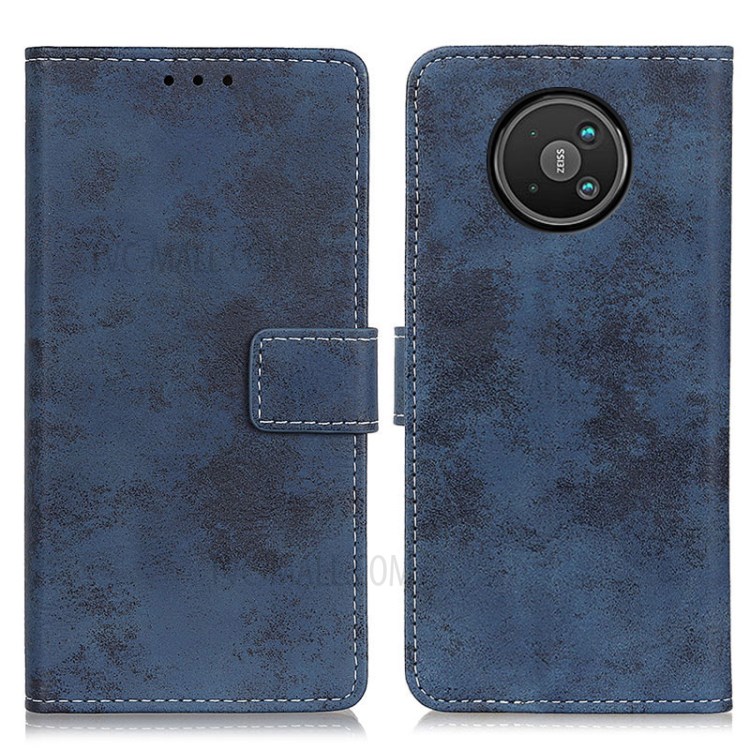 Vintage Style PU Leather Wallet Phone Case for Nokia 8V 5G Mobile Stand Casing - Blue-1