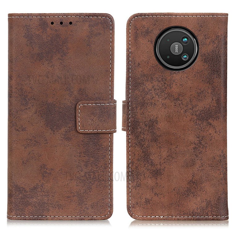 Vintage Style PU Leather Wallet Phone Case for Nokia 8V 5G Mobile Stand Casing - Brown-1