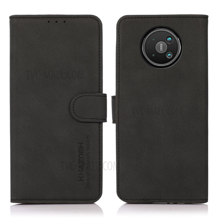 KHAZNEH Wallet Design Textured Leather Phone Stand Cover Full Protection Case for Nokia 8V 5G - Black-1