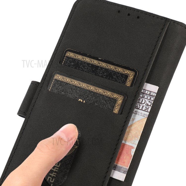KHAZNEH Wallet Design Textured Leather Phone Stand Cover Full Protection Case for Nokia 8V 5G - Black-7