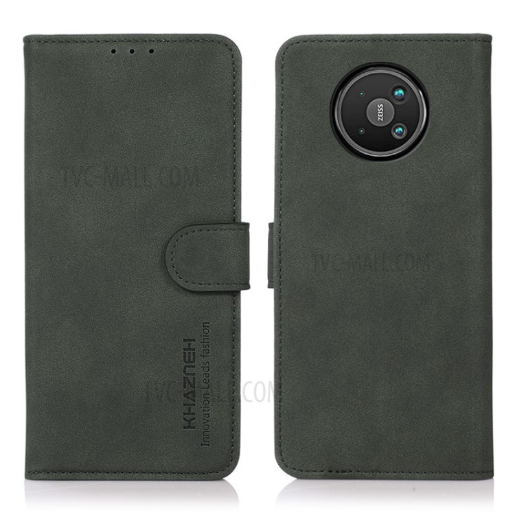 KHAZNEH Wallet Design Textured Leather Phone Stand Cover Full Protection Case for Nokia 8V 5G - Green-1
