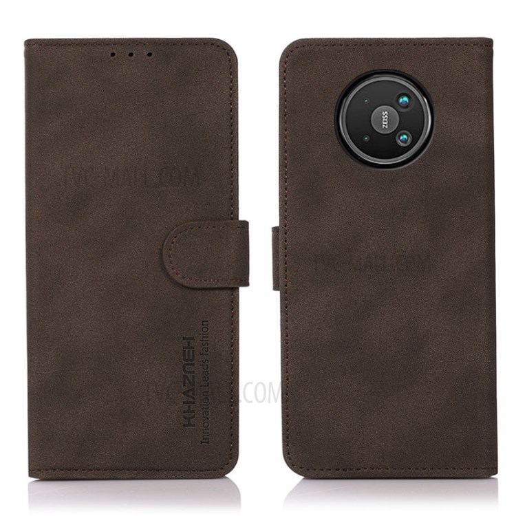 KHAZNEH Wallet Design Textured Leather Phone Stand Cover Full Protection Case for Nokia 8V 5G - Brown-1