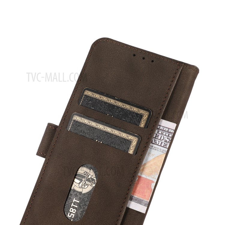 KHAZNEH Wallet Design Textured Leather Phone Stand Cover Full Protection Case for Nokia 8V 5G - Brown-6