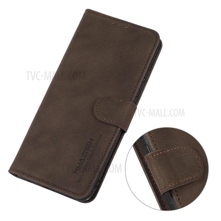 KHAZNEH Wallet Design Textured Leather Phone Stand Cover Full Protection Case for Nokia 8V 5G - Brown-8
