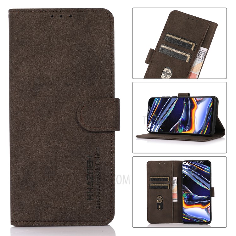 KHAZNEH Wallet Design Textured Leather Phone Stand Cover Full Protection Case for Nokia 8V 5G - Brown-9