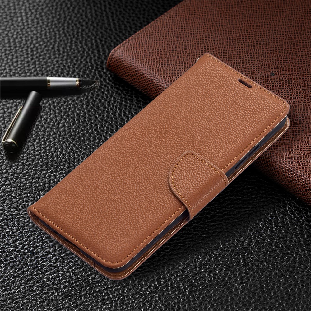 Litchi Skin Wallet Leather Stand Cover Shell for Nokia 1.4 - Brown-6