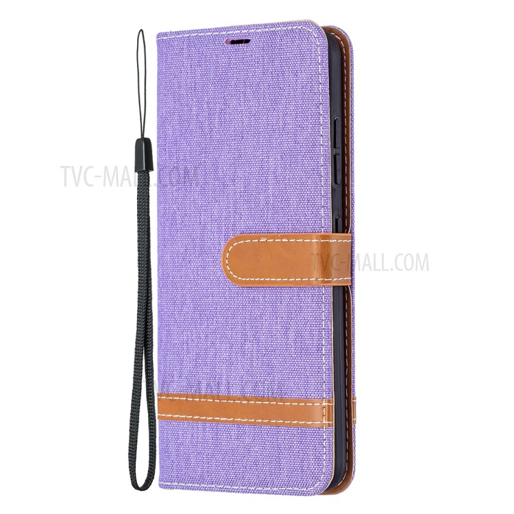 Assorted Color Jeans Cloth Leather Wallet Stand Case for Nokia 1.4 - Purple-2