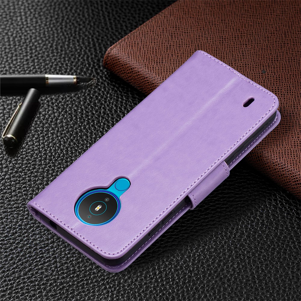 Imprint Butterfly Leather Wallet Case Shell for Nokia 1.4 - Purple-7