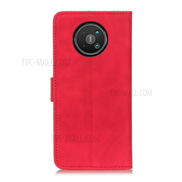KHAZNEH Full Protection Retro Grain Style Wallet Design PU Leather Stand Case for Nokia 8V 5G - Red-7