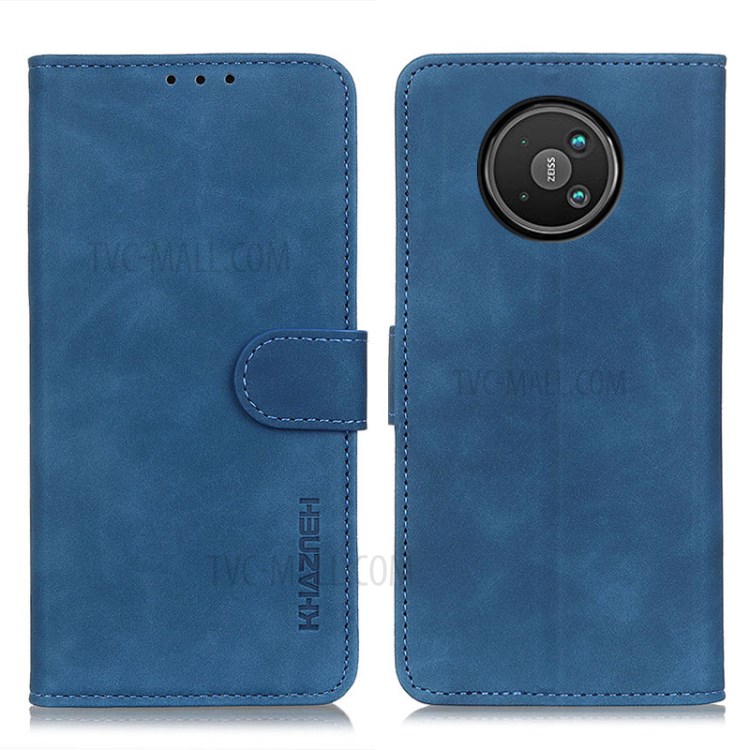 KHAZNEH Full Protection Retro Grain Style Wallet Design PU Leather Stand Case for Nokia 8V 5G - Blue-1