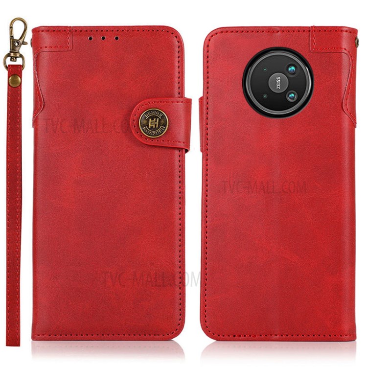 KHAZNEH Full Protection PU Leather Stand Wallet Shockproof Mobile Phone Cover for Nokia 8V 5G - Red-1