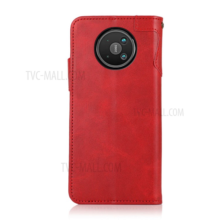 KHAZNEH Full Protection PU Leather Stand Wallet Shockproof Mobile Phone Cover for Nokia 8V 5G - Red-6