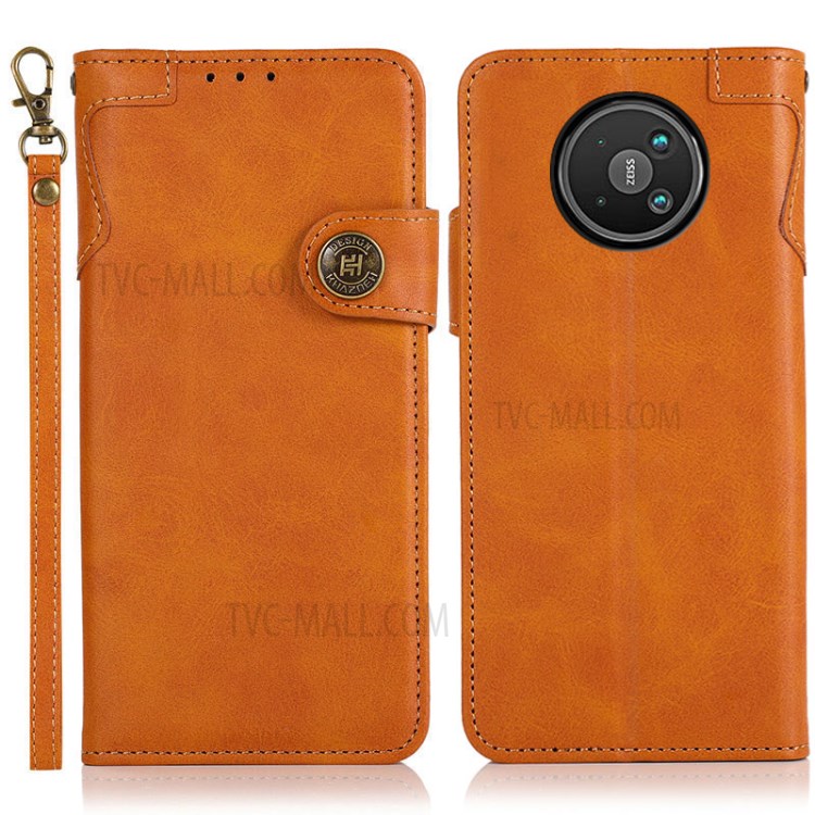 KHAZNEH Full Protection PU Leather Stand Wallet Shockproof Mobile Phone Cover for Nokia 8V 5G - Brown-1