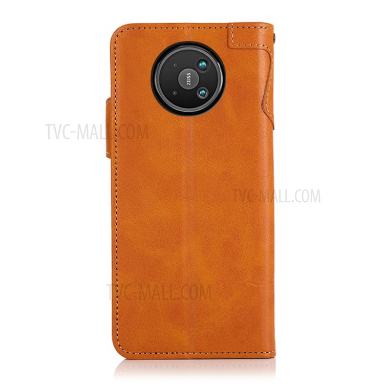 KHAZNEH Full Protection PU Leather Stand Wallet Shockproof Mobile Phone Cover for Nokia 8V 5G - Brown-6