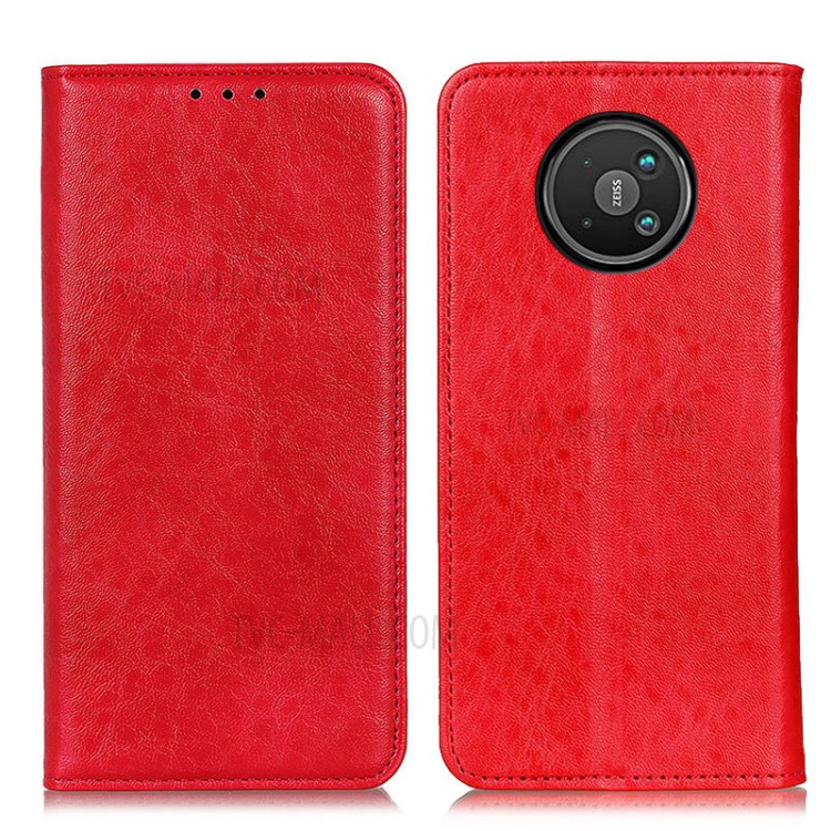 Crazy Horse Texture Wallet Stand Auto-absorbed Design PU Leather Phone Shell Case for Nokia 8V 5G - Red-1