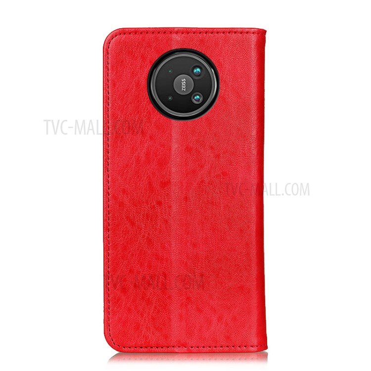 Crazy Horse Texture Wallet Stand Auto-absorbed Design PU Leather Phone Shell Case for Nokia 8V 5G - Red-5
