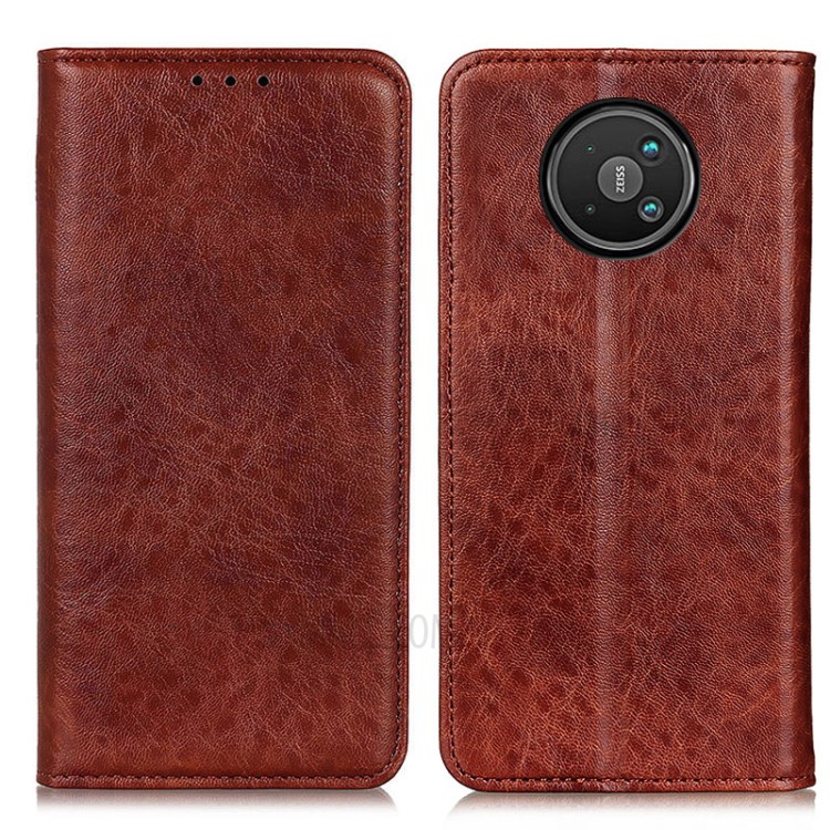Crazy Horse Texture Wallet Stand Auto-absorbed Design PU Leather Phone Shell Case for Nokia 8V 5G - Brown-1