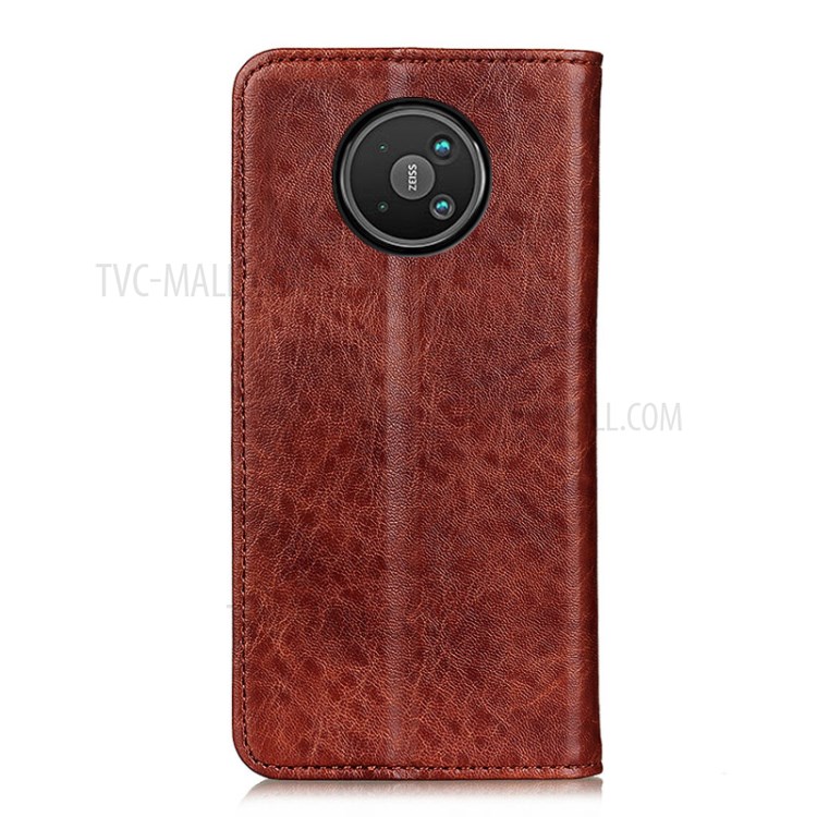 Crazy Horse Texture Wallet Stand Auto-absorbed Design PU Leather Phone Shell Case for Nokia 8V 5G - Brown-5