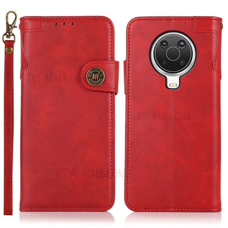 KHAZNEH PU Leather Stand Wallet Shockproof Mobile Phone Cover for Nokia 6.3/G10/G20 - Red-1