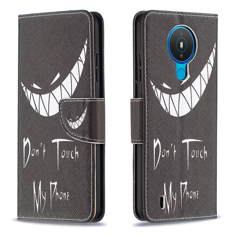 Pattern Printing Leather Wallet Phone Case for Nokia 1.4 - Do not Touch My Phone-1