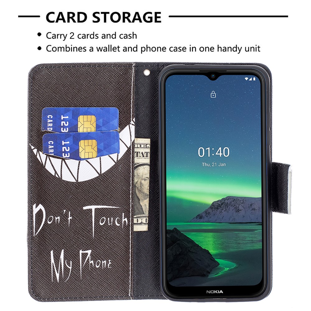Pattern Printing Leather Wallet Phone Case for Nokia 1.4 - Do not Touch My Phone-5