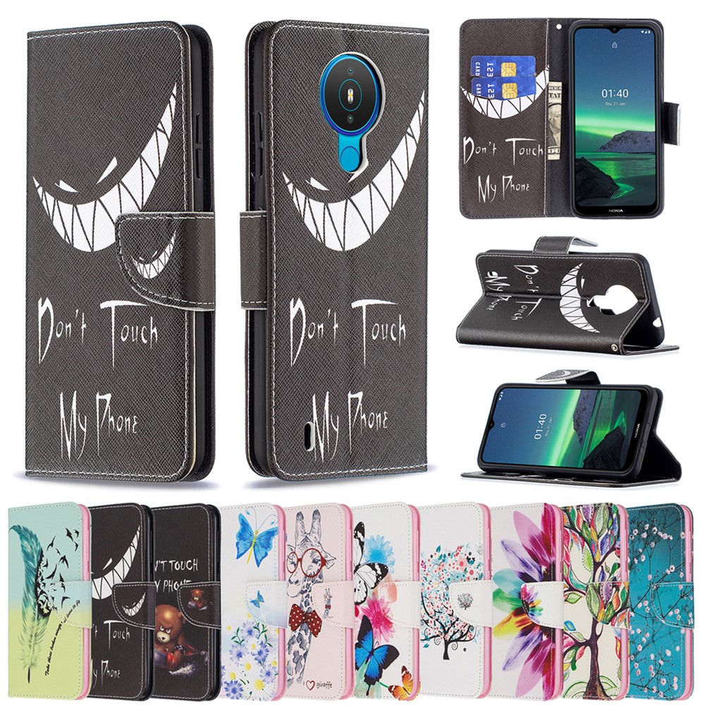 Pattern Printing Leather Wallet Phone Case for Nokia 1.4 - Do not Touch My Phone-9