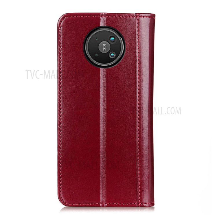 Automatic Attraction Split Leather Folio Flip Wallet Design Phone Case for Nokia 8 V 5G - Red-8