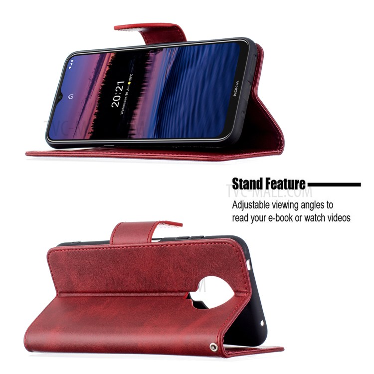 Wallet Leather Stand Case for Nokia G20 - Red-2