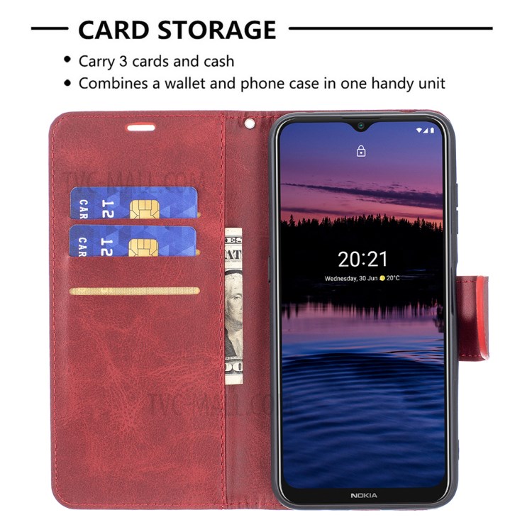 Wallet Leather Stand Case for Nokia G20 - Red-3