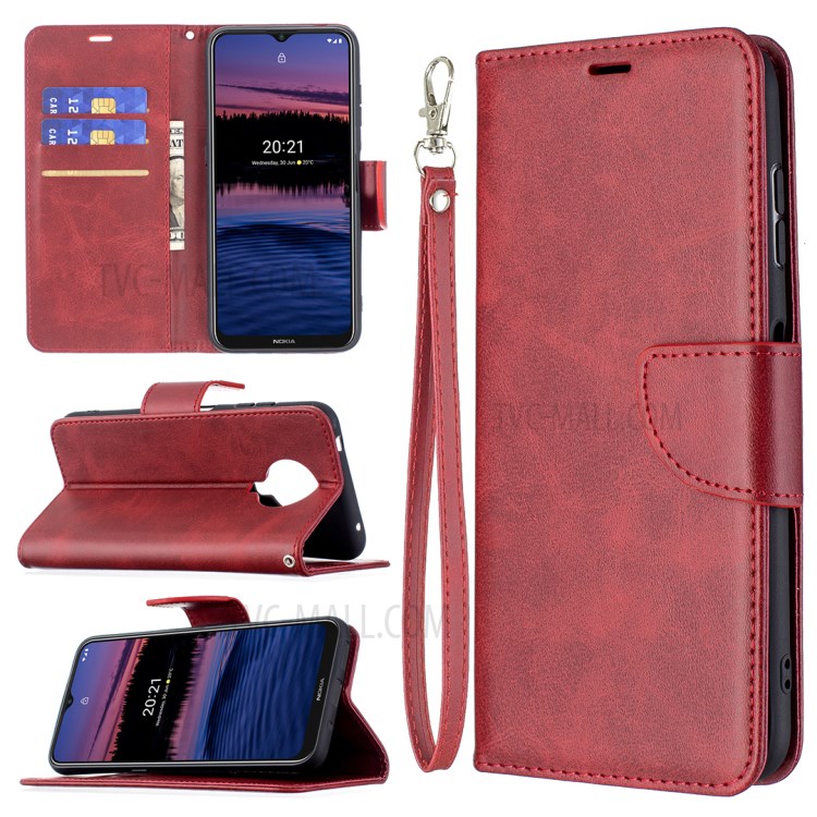 Wallet Leather Stand Case for Nokia G20 - Red-6