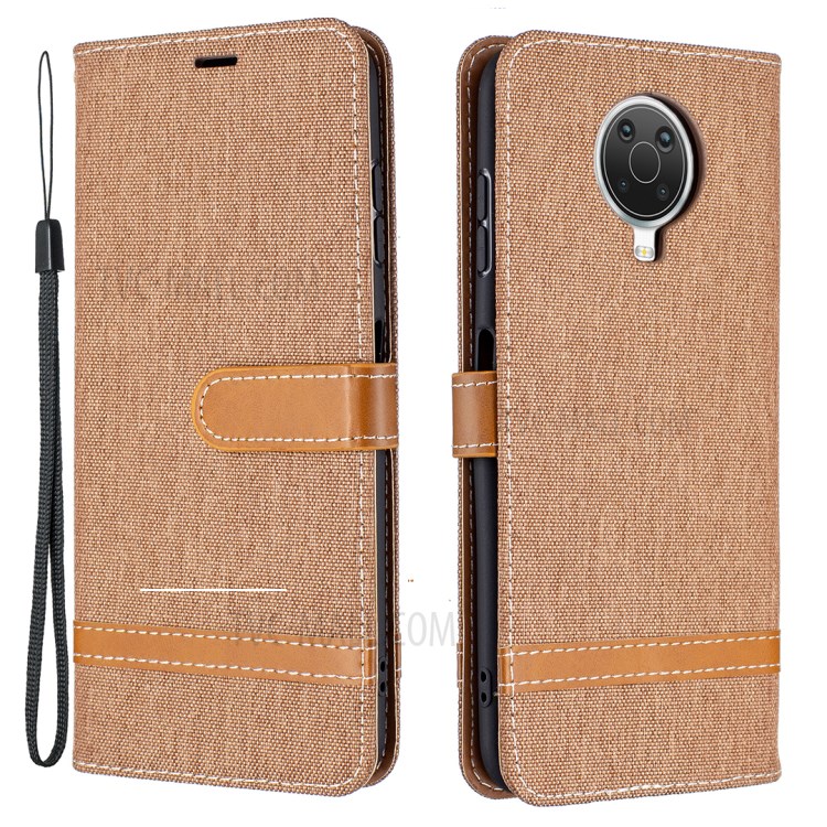 Assorted Color Jeans Cloth Leather Wallet Stand Case for Nokia G20 - Khaki-1