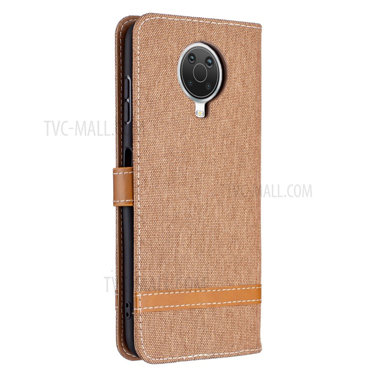 Assorted Color Jeans Cloth Leather Wallet Stand Case for Nokia G20 - Khaki-5
