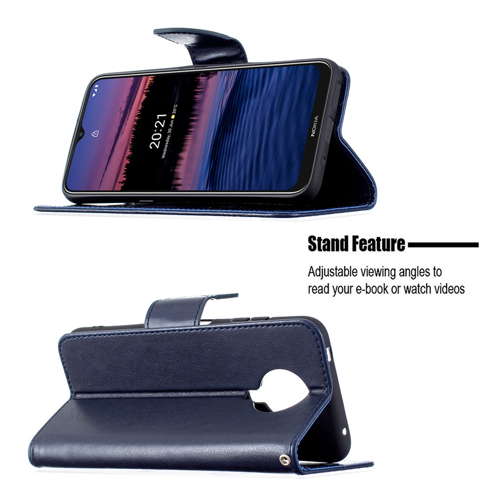 Imprint Butterfly Wallet Leather Stand Case for Nokia G20 - Dark Blue-2