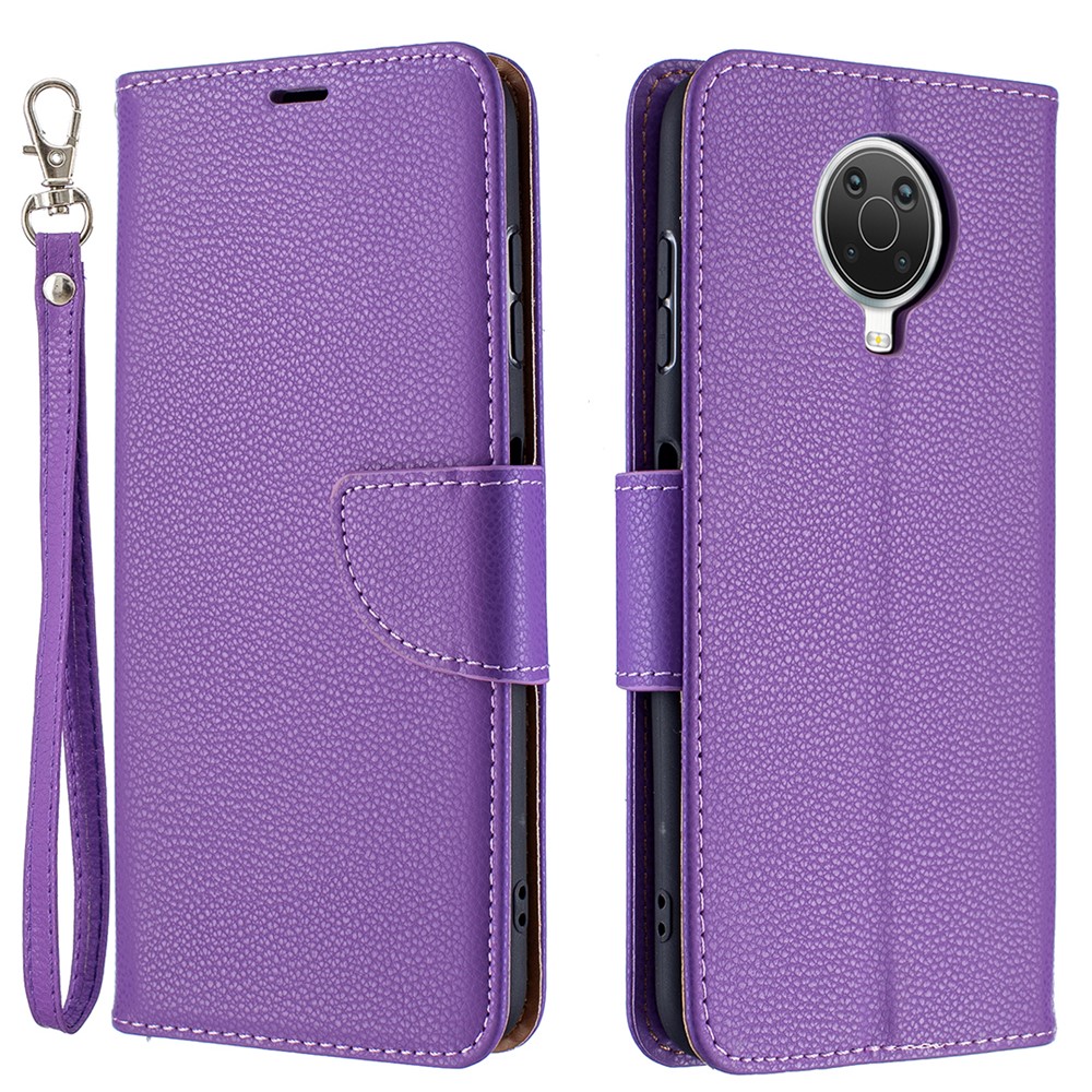 Litchi Skin Wallet Leather Stand Case Shell for Nokia G20 - Purple-1
