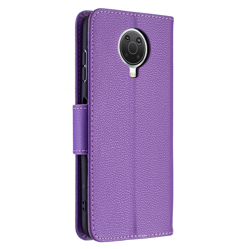 Litchi Skin Wallet Leather Stand Case Shell for Nokia G20 - Purple-5