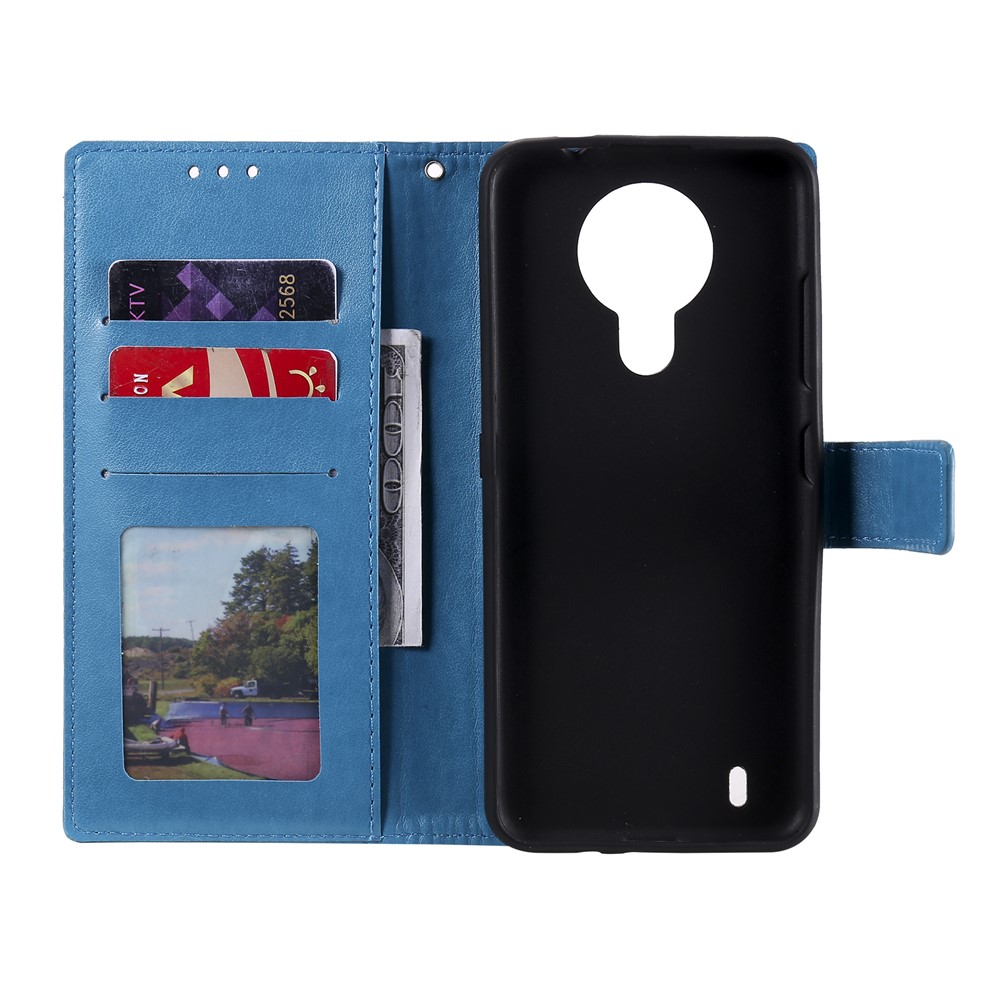 Imprinted Mandala Flower Wallet Leather Case for Nokia 1.4 - Blue-4