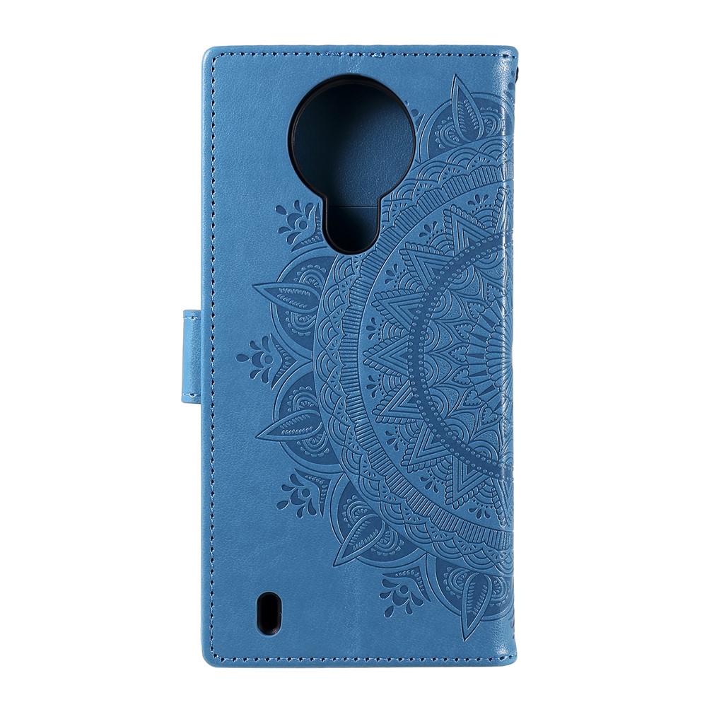 Imprinted Mandala Flower Wallet Leather Case for Nokia 1.4 - Blue-8