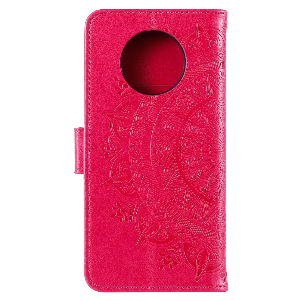 Imprinted Mandala Flower Wallet Leather Case for Nokia 8 V 5G - Red-3
