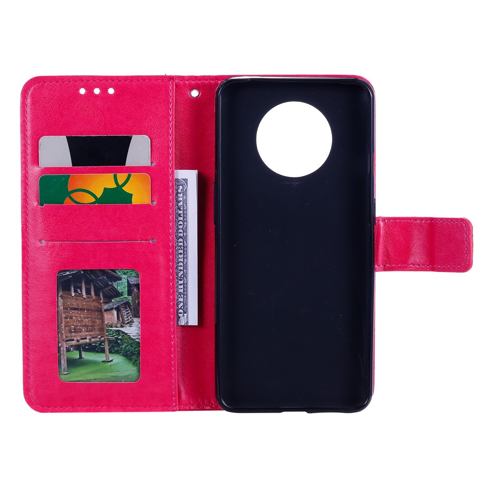Imprinted Mandala Flower Wallet Leather Case for Nokia 8 V 5G - Red-4