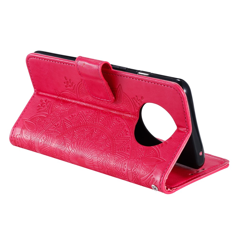 Imprinted Mandala Flower Wallet Leather Case for Nokia 8 V 5G - Red-5