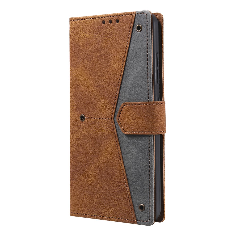Splicing Stitching Skin-touch PU Leather Case Stand Protector Cover for Nokia 1.4 - Brown-6