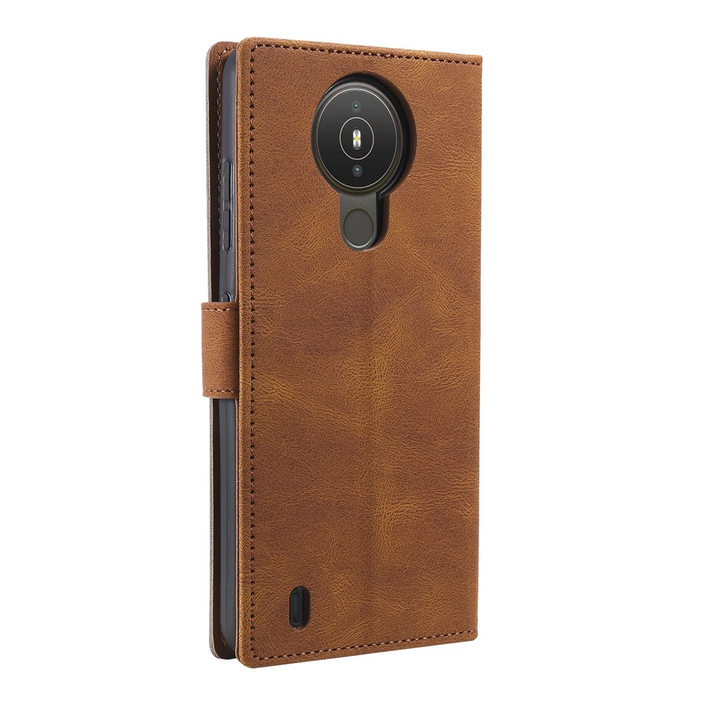Splicing Stitching Skin-touch PU Leather Case Stand Protector Cover for Nokia 1.4 - Brown-7