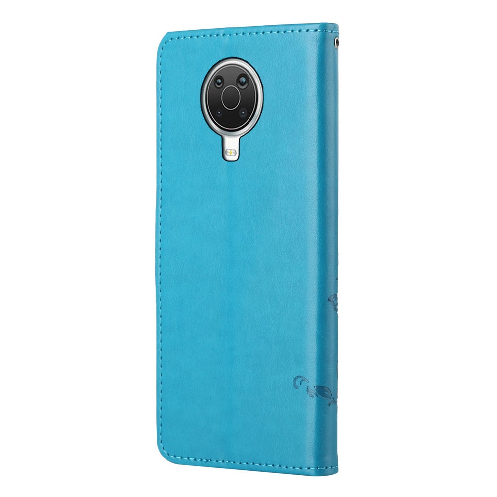Imprint Butterfly Flower Wallet Stand Leather Mobile Phone Case for Nokia G10/G20 - Blue-3
